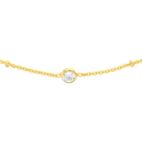 Olas d'Oro - 14K Yellow Gold Adjustable CZ Bezels Saturn Chain Choker Necklace