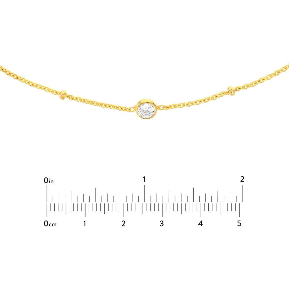 Olas d'Oro - 14K Yellow Gold Adjustable CZ Bezels Saturn Chain Choker Necklace