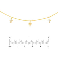 Olas d'Oro - 14K Yellow Gold Adjustable CZ Cross Dangle Choker Necklace