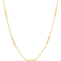 Olas d'Oro - 14K Yellow Gold Adjustable Dainty Bar Station Necklace 18"