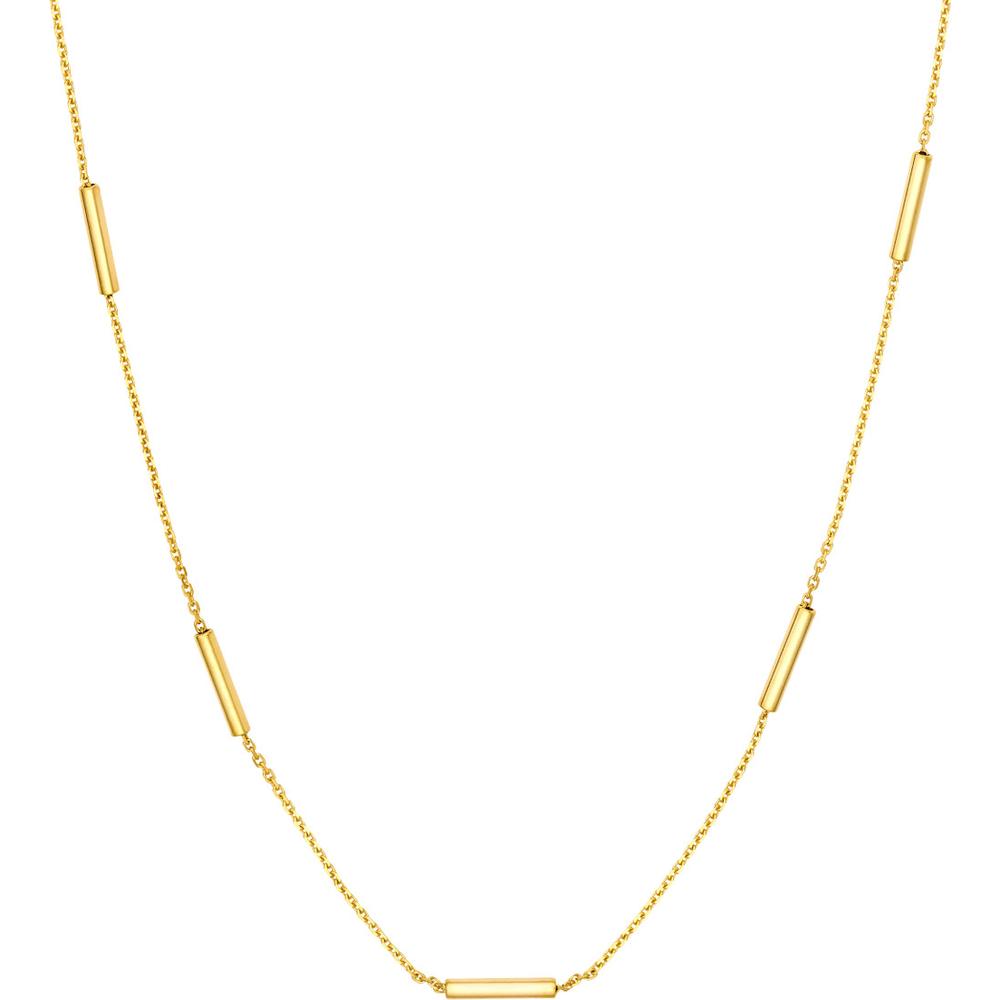 Olas d'Oro - 14K Yellow Gold Adjustable Dainty Bar Station Necklace 18"