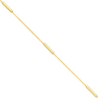 Olas d'Oro - 14K Yellow Gold Adjustable Dainty Bar Station Necklace 18"