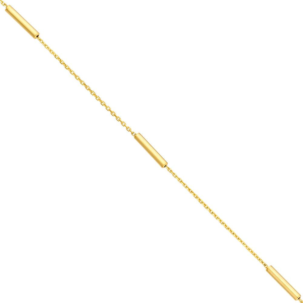 Olas d'Oro - 14K Yellow Gold Adjustable Dainty Bar Station Necklace 18"