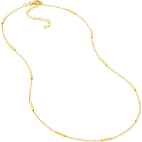 Olas d'Oro - 14K Yellow Gold Adjustable Dainty Bar Station Necklace 18"