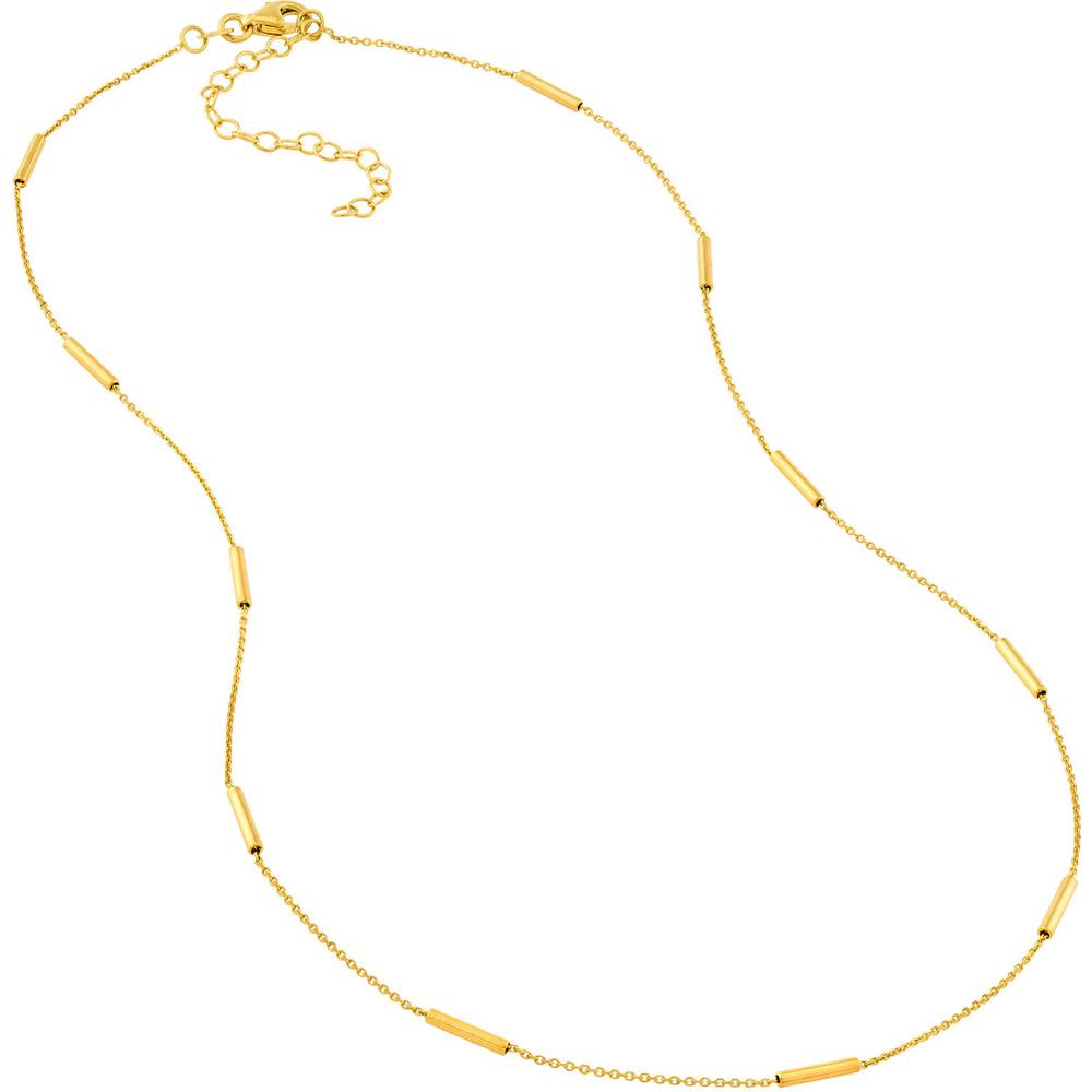 Olas d'Oro - 14K Yellow Gold Adjustable Dainty Bar Station Necklace 18"