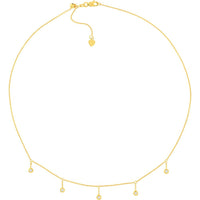 Olas d'Oro - 14K Yellow Gold Adjustable Diamond Bezel Drop Choker Necklace - 0.15 Carat Total Diamond Weight