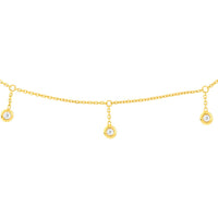 Olas d'Oro - 14K Yellow Gold Adjustable Diamond Bezel Drop Choker Necklace - 0.15 Carat Total Diamond Weight