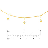 Olas d'Oro - 14K Yellow Gold Adjustable Diamond Bezel Drop Choker Necklace - 0.15 Carat Total Diamond Weight