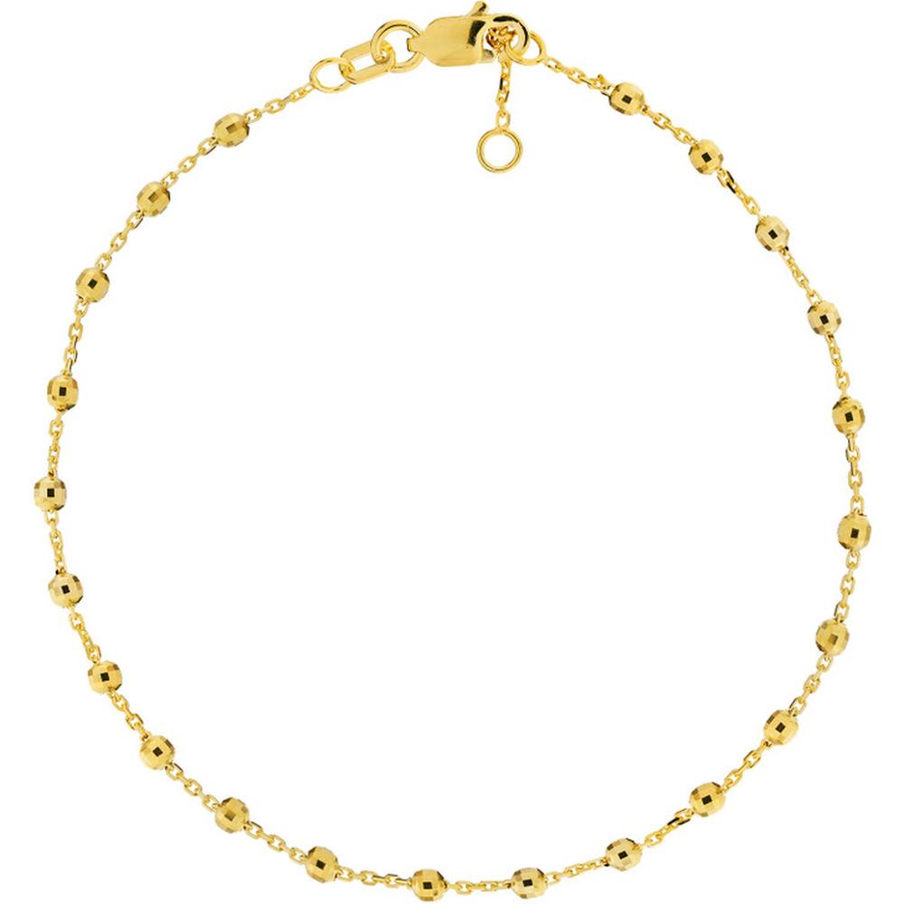 Olas d'Oro - 14K Yellow Gold Adjustable Diamond Cut Beaded Bracelet - 1.74 Grams Total Weight