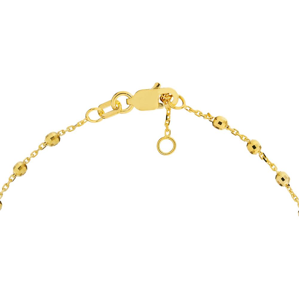 Olas d'Oro - 14K Yellow Gold Adjustable Diamond Cut Beaded Bracelet - 1.74 Grams Total Weight