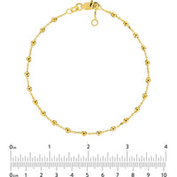 Olas d'Oro - 14K Yellow Gold Adjustable Diamond Cut Beaded Bracelet - 1.74 Grams Total Weight