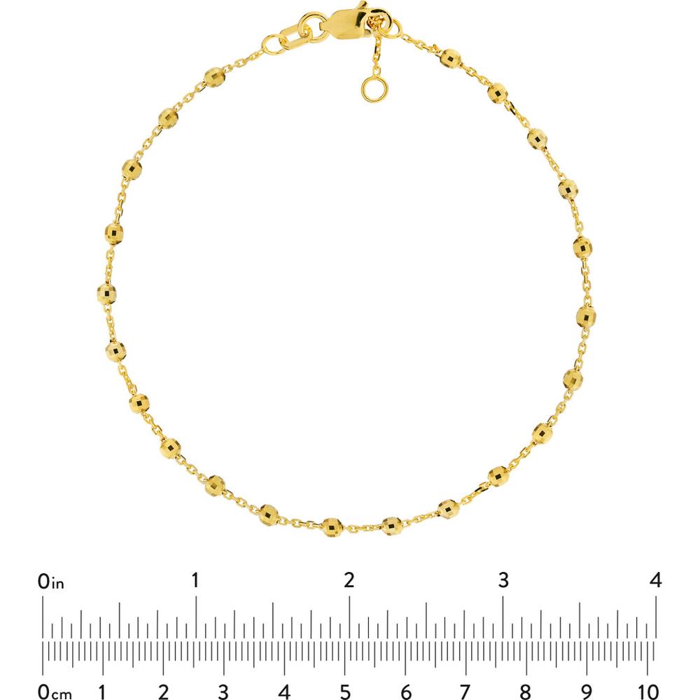 Olas d'Oro - 14K Yellow Gold Adjustable Diamond Cut Beaded Bracelet - 1.74 Grams Total Weight