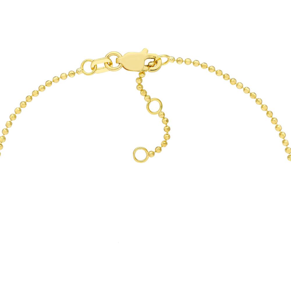 Olas d'Oro - 14K Yellow Gold Adjustable Diamond Cut Beaded Chain Bracelet with 0.03 Carat Total Diamond Weight