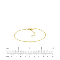 Olas d'Oro - 14K Yellow Gold Adjustable Diamond Cut Beaded Chain Bracelet with 0.03 Carat Total Diamond Weight