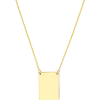 Olas d'Oro - 14K Yellow Gold Adjustable Engravable Rectangle Plate Necklace - 2.60 Grams Total Weight