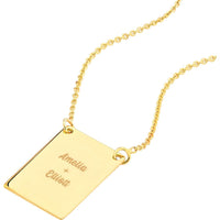 Olas d'Oro - 14K Yellow Gold Adjustable Engravable Rectangle Plate Necklace - 2.60 Grams Total Weight