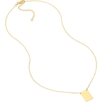 Olas d'Oro - 14K Yellow Gold Adjustable Engravable Rectangle Plate Necklace - 2.60 Grams Total Weight