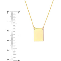 Olas d'Oro - 14K Yellow Gold Adjustable Engravable Rectangle Plate Necklace - 2.60 Grams Total Weight