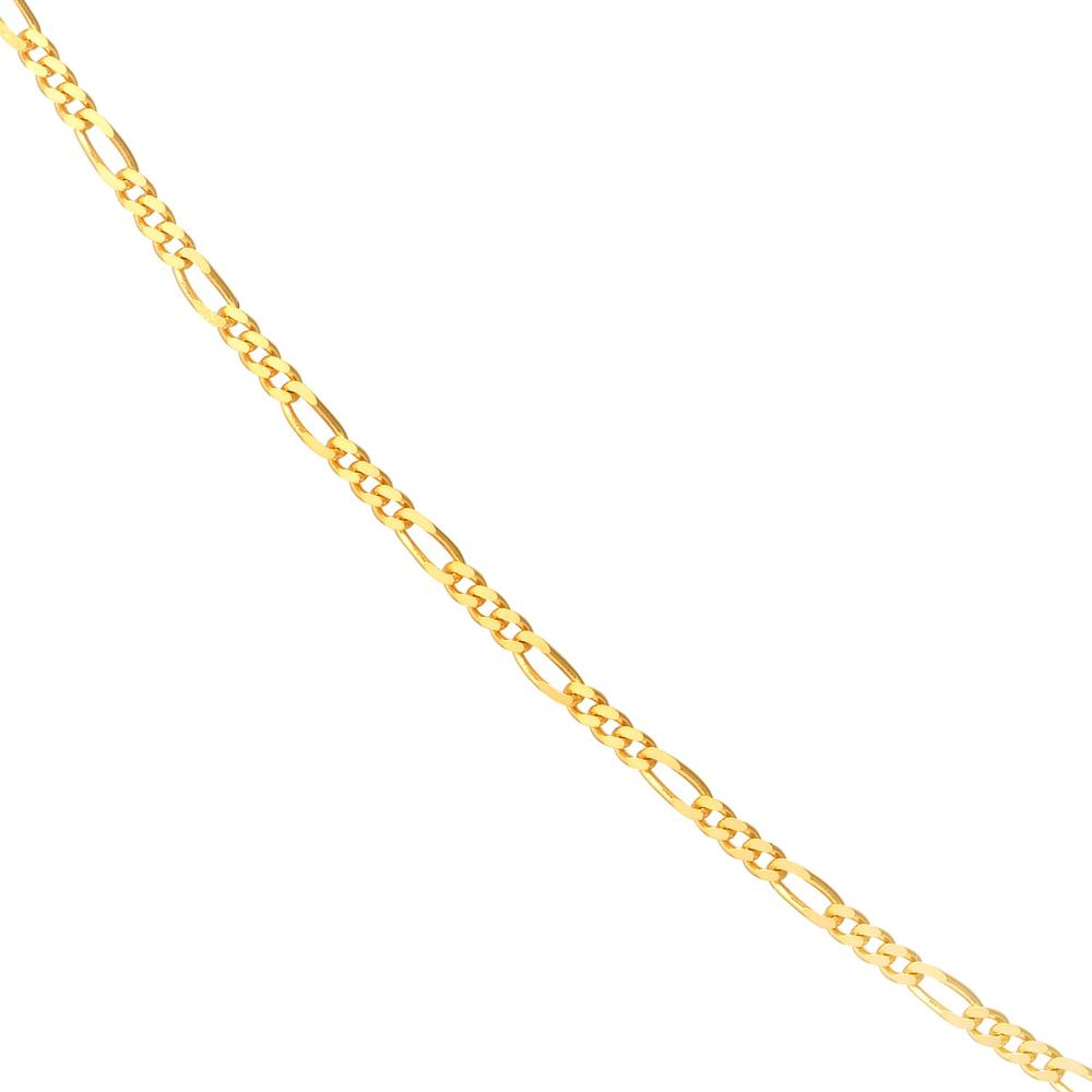 Olas d'Oro - 14K Yellow Gold Adjustable Figaro Chain Necklace for Children 1.28mm, 13-15 inches