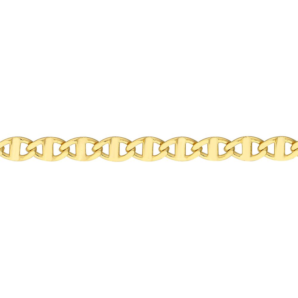 Olas d'Oro - 14K Yellow Gold Adjustable Flat Mariner Chain Anklet - 9-10 Inches, 1.93 Grams