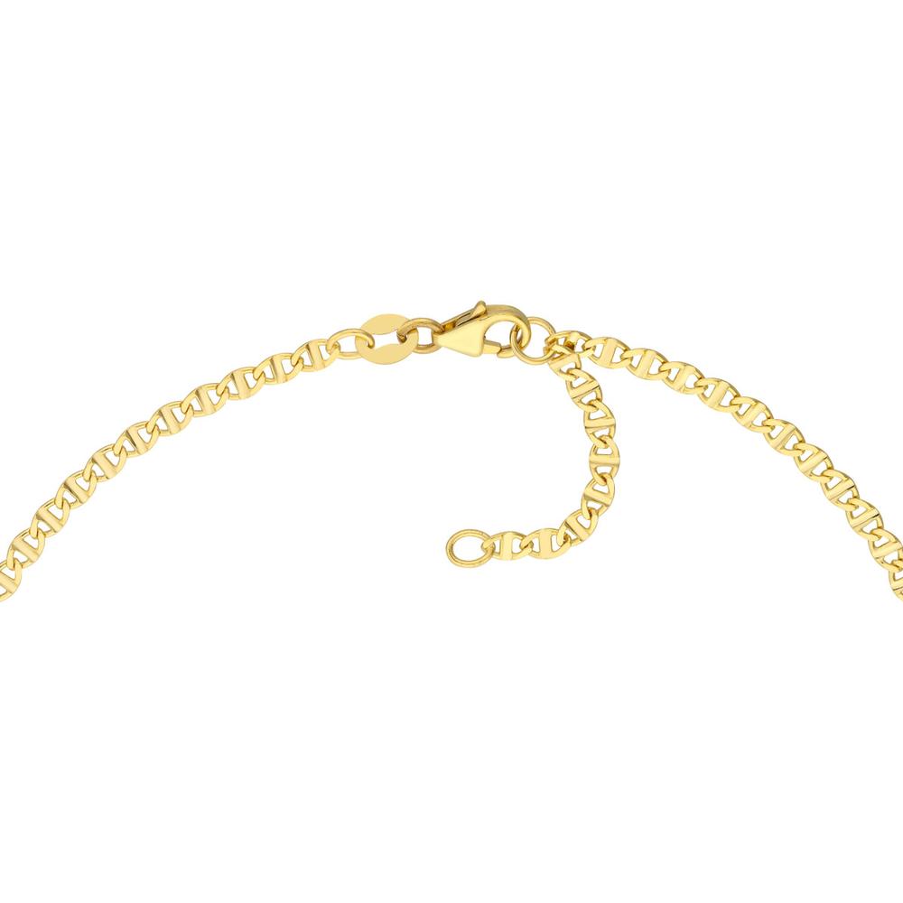 Olas d'Oro - 14K Yellow Gold Adjustable Flat Mariner Chain Anklet - 9-10 Inches, 1.93 Grams