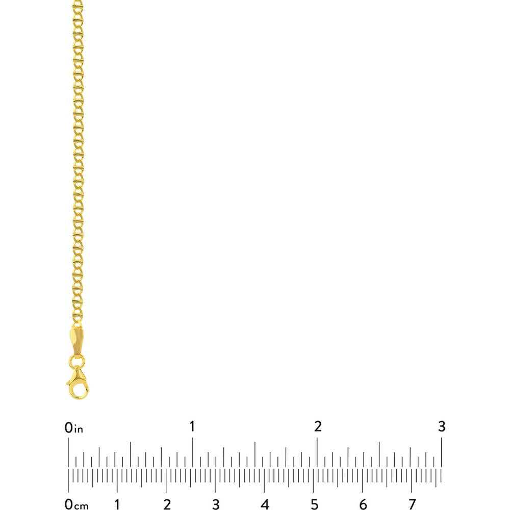 Olas d'Oro - 14K Yellow Gold Adjustable Flat Mariner Chain Anklet - 9-10 Inches, 1.93 Grams
