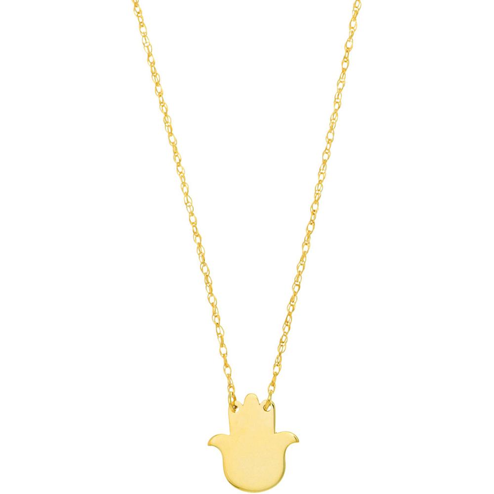 Olas d'Oro - 14K Yellow Gold Adjustable Hamsa Pendant Necklace - 1.00 Grams