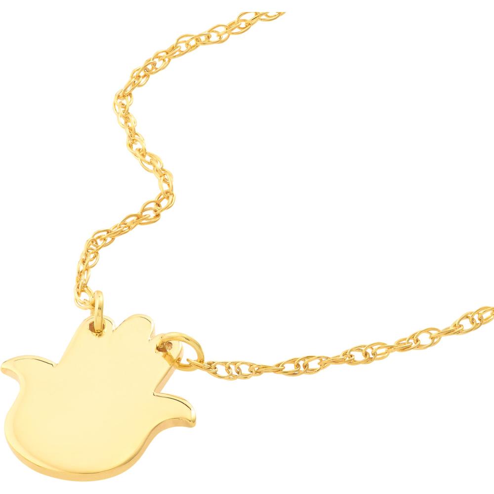 Olas d'Oro - 14K Yellow Gold Adjustable Hamsa Pendant Necklace - 1.00 Grams