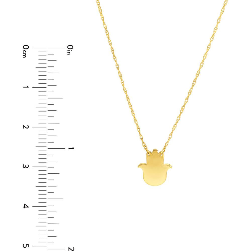Olas d'Oro - 14K Yellow Gold Adjustable Hamsa Pendant Necklace - 1.00 Grams