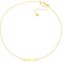Olas d'Oro - 14K Yellow Gold Adjustable Mini Bar Engravable Choker Necklace