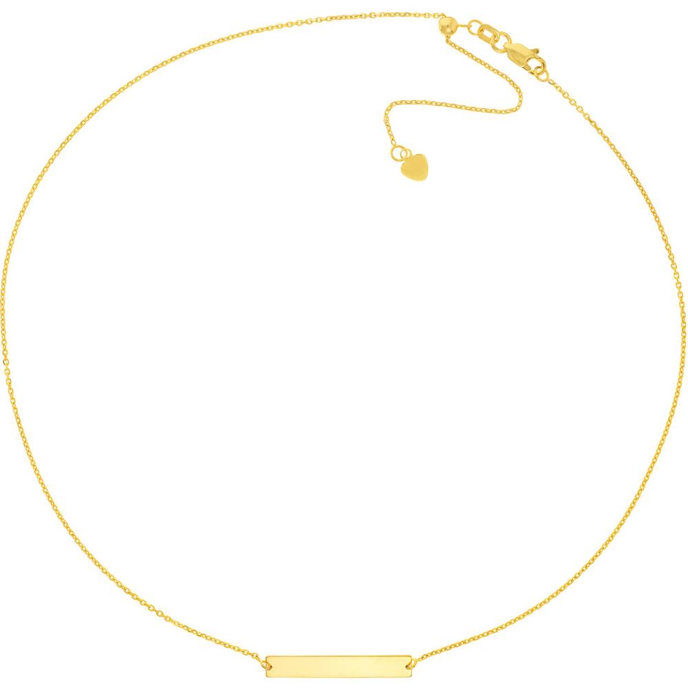Olas d'Oro - 14K Yellow Gold Adjustable Mini Bar Engravable Choker Necklace