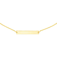 Olas d'Oro - 14K Yellow Gold Adjustable Mini Bar Engravable Choker Necklace