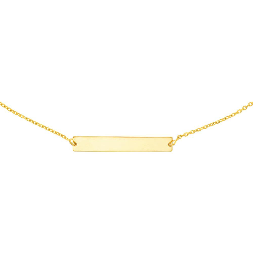 Olas d'Oro - 14K Yellow Gold Adjustable Mini Bar Engravable Choker Necklace