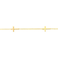 Olas d'Oro - 14K Yellow Gold Adjustable Mini Cross Stations Bracelet - 1.15 Grams Total Weight