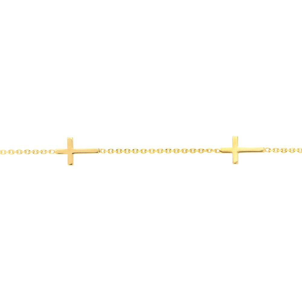 Olas d'Oro - 14K Yellow Gold Adjustable Mini Cross Stations Bracelet - 1.15 Grams Total Weight