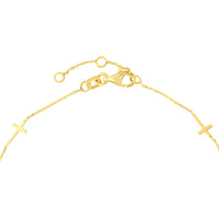 Olas d'Oro - 14K Yellow Gold Adjustable Mini Cross Stations Bracelet - 1.15 Grams Total Weight