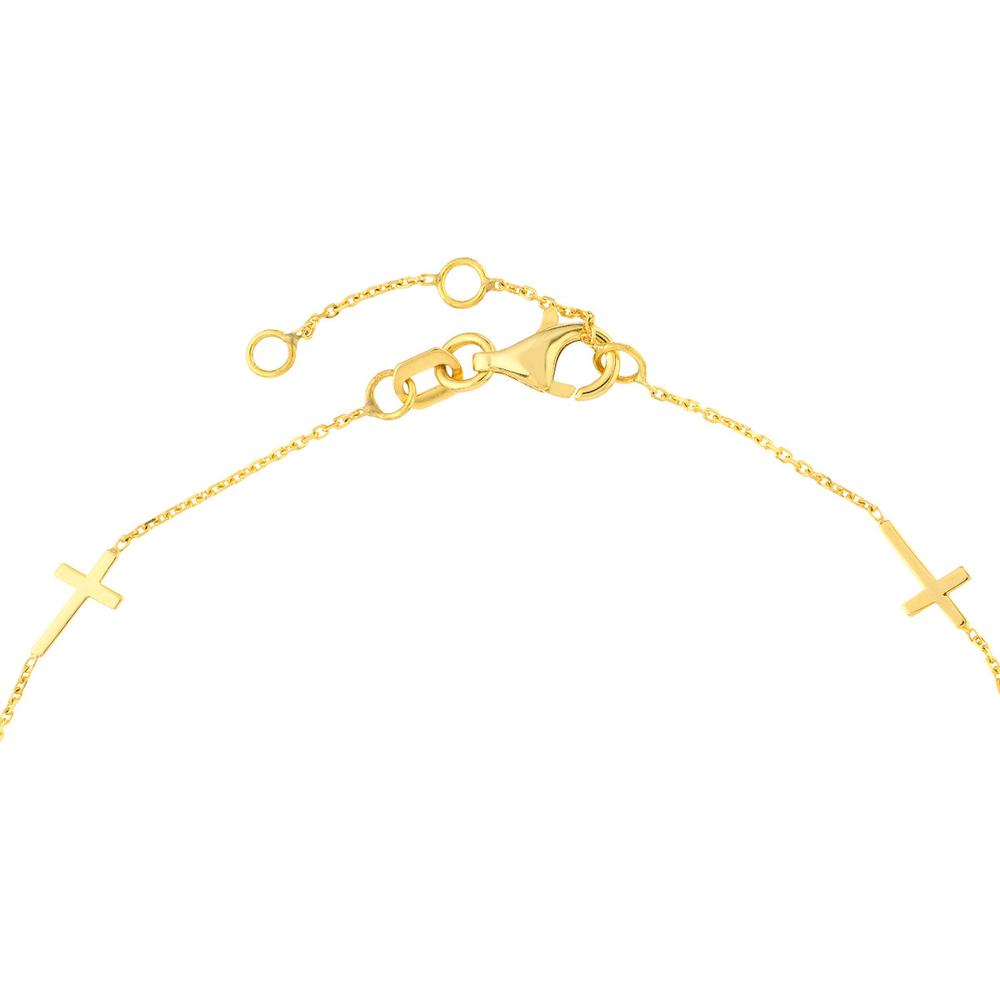 Olas d'Oro - 14K Yellow Gold Adjustable Mini Cross Stations Bracelet - 1.15 Grams Total Weight