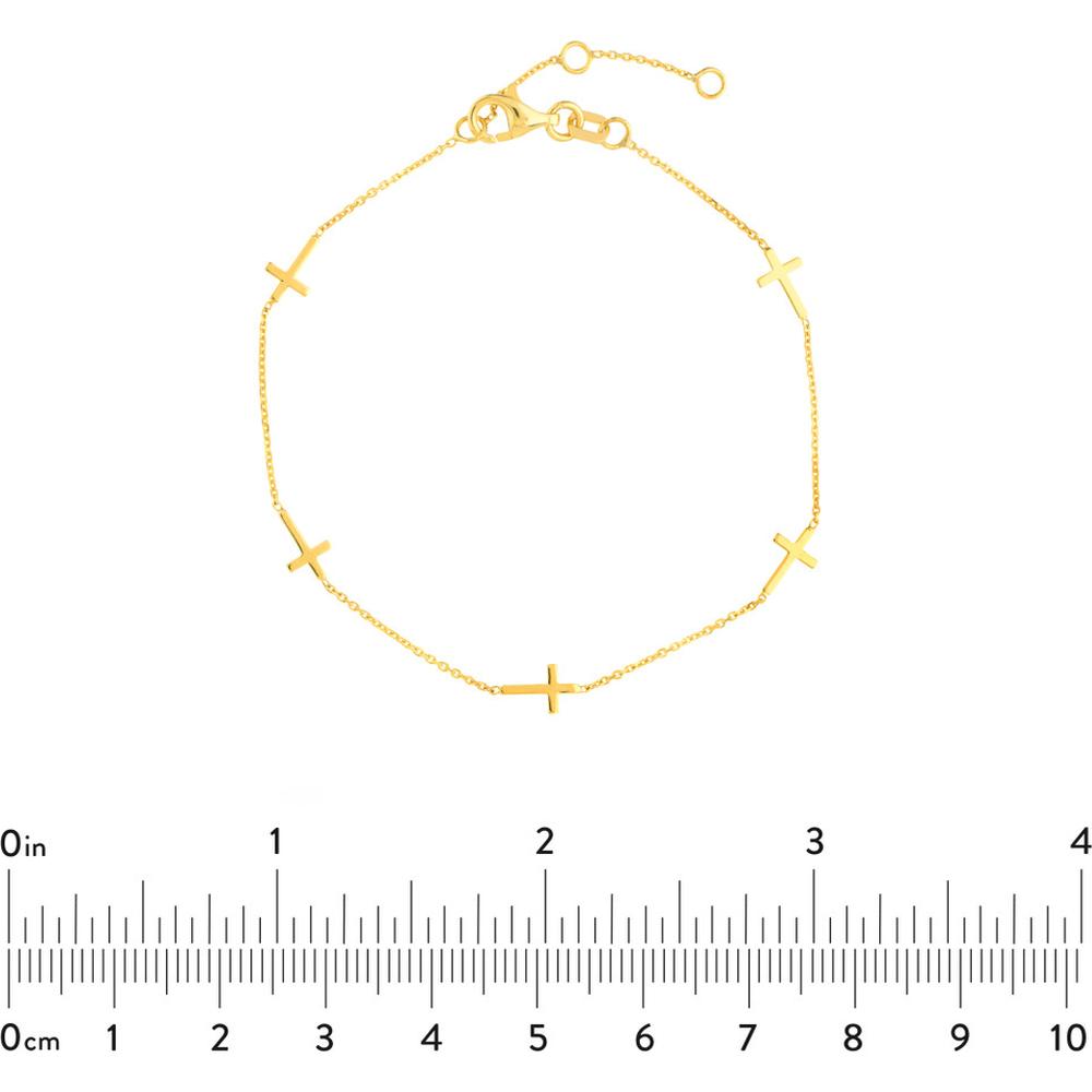 Olas d'Oro - 14K Yellow Gold Adjustable Mini Cross Stations Bracelet - 1.15 Grams Total Weight