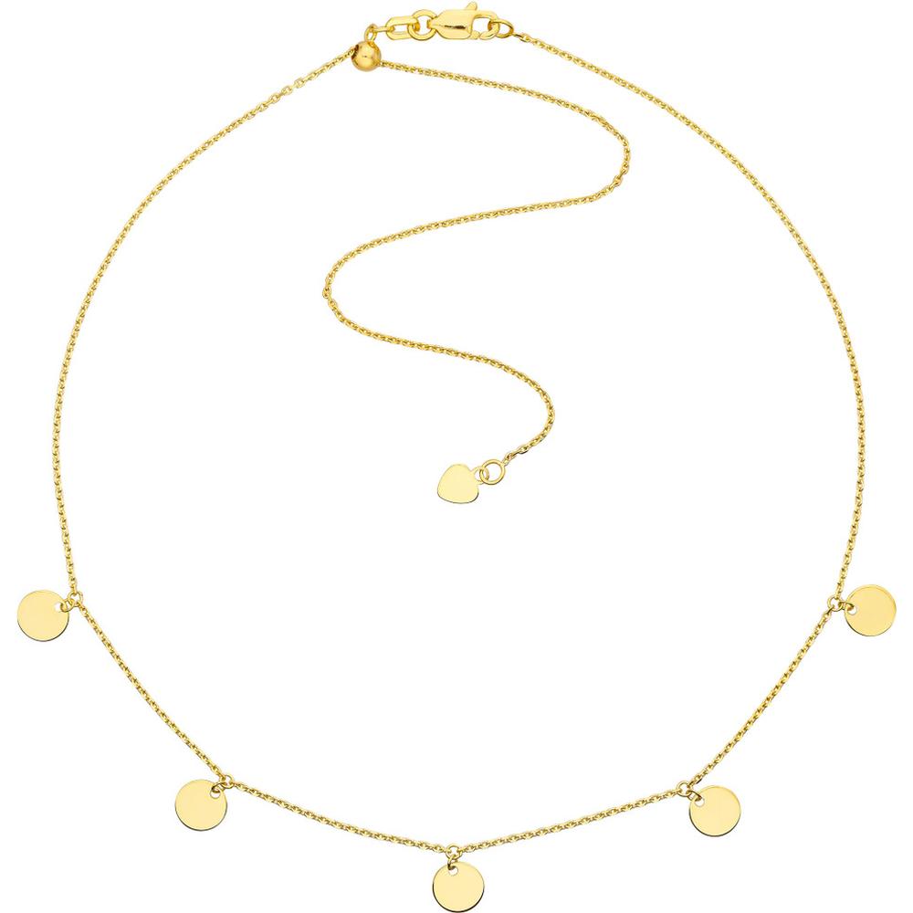 Olas d'Oro - 14K Yellow Gold Adjustable Mini Disc Dangle Choker Necklace