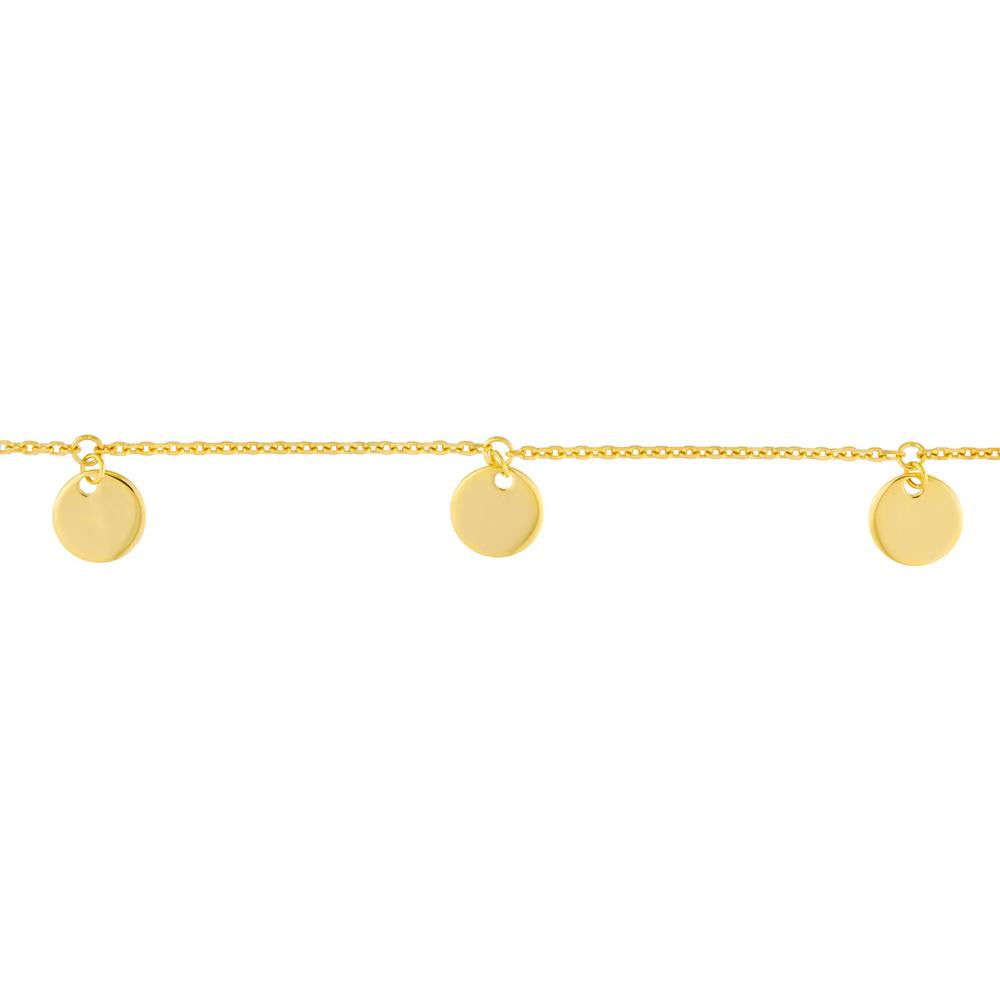 Olas d'Oro - 14K Yellow Gold Adjustable Mini Disc Dangle Choker Necklace