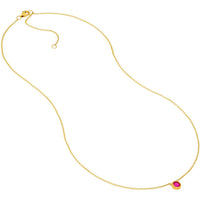 Olas d'Oro - 14K Yellow Gold Adjustable Necklace with 4mm Ruby Bezel Setting - 0.33 Carat Total Ruby Weight
