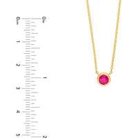 Olas d'Oro - 14K Yellow Gold Adjustable Necklace with 4mm Ruby Bezel Setting - 0.33 Carat Total Ruby Weight