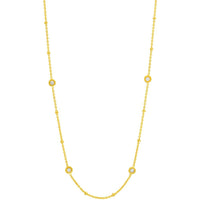 Olas d'Oro - 14K Yellow Gold Adjustable Necklace with Diamond Bezels - 0.27 Carat Total Diamond Weight