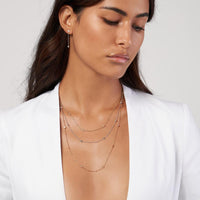 Olas d'Oro - 14K Yellow Gold Adjustable Necklace with Diamond Bezels - 0.27 Carat Total Diamond Weight