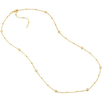 Olas d'Oro - 14K Yellow Gold Adjustable Necklace with Diamond Bezels - 0.27 Carat Total Diamond Weight