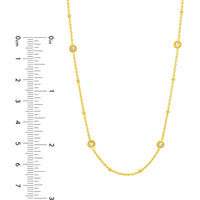 Olas d'Oro - 14K Yellow Gold Adjustable Necklace with Diamond Bezels - 0.27 Carat Total Diamond Weight