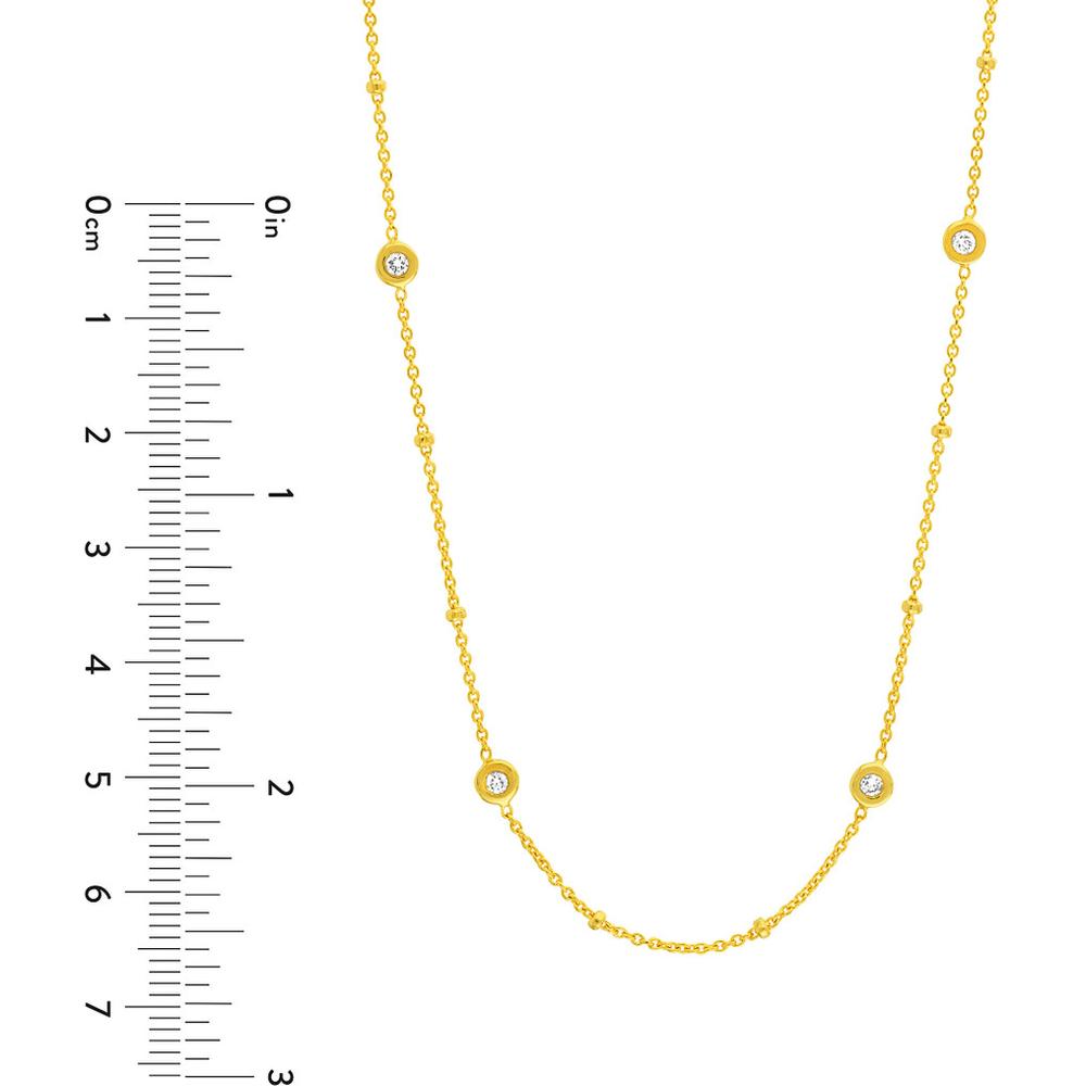 Olas d'Oro - 14K Yellow Gold Adjustable Necklace with Diamond Bezels - 0.27 Carat Total Diamond Weight