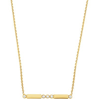 Olas d'Oro - 14K Yellow Gold Adjustable Necklace with Diamond Bezels and Bars - 0.06 Carat Total Diamond Weight