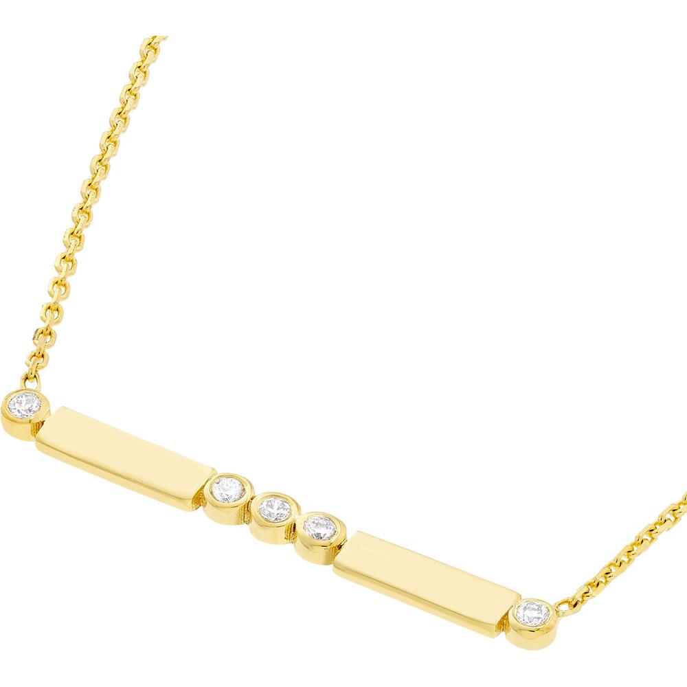 Olas d'Oro - 14K Yellow Gold Adjustable Necklace with Diamond Bezels and Bars - 0.06 Carat Total Diamond Weight