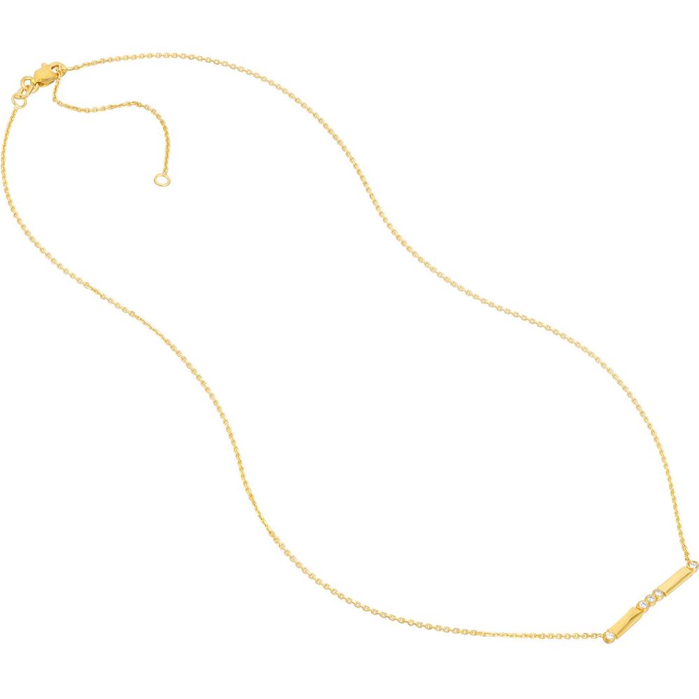 Olas d'Oro - 14K Yellow Gold Adjustable Necklace with Diamond Bezels and Bars - 0.06 Carat Total Diamond Weight
